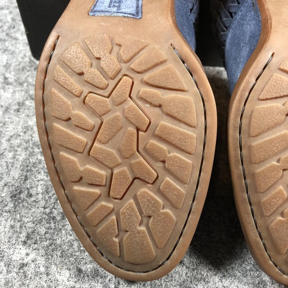 Born Shoes Womens Size 6.5 Blue Suede Ruched Woven Back Zip Booties F36204 - Picture 12 of 15